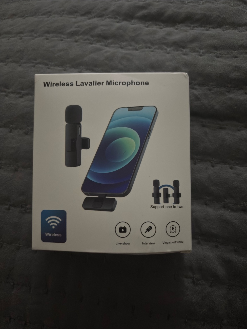 Amazon Wireless Lavalier Microphone - Black & White Box